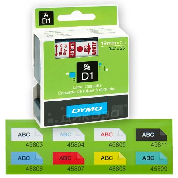 Оригинални цветни ленти — DYMO D1, 19 mm × 7 m