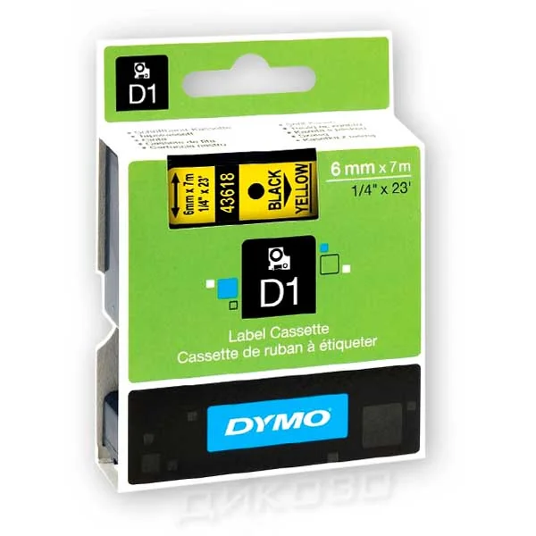 Оригинални цветни ленти — DYMO D1, 6 mm × 7 m